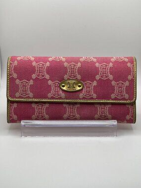 Vintage Celine Pink Denim Long Wallet
